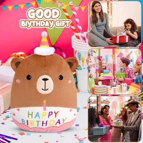 Miniatura 3 de Peluche de oso de peluche de cumpleaños de 8 pulgadas, juguetes de peluche de oso de peluche de cumpleaños suave, decoración de fiesta para niños