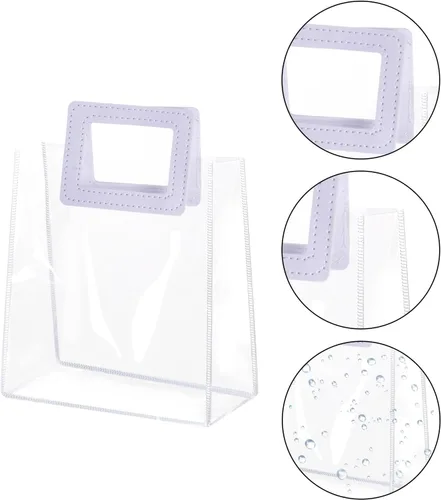 Miniatura 3 de Yolyoo Paquete de 15 bolsas de regalo transparentes con asas blancas, bolsas de plástico de PVC transparentes para envolver regalos, bolsas