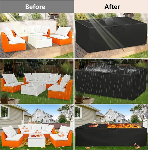 Miniatura 5 de Funda para muebles de patio, 110 pulgadas de largo x 74 pulgadas de ancho x 28 pulgadas de alto, resistente al agua, resistente a los rayos UV