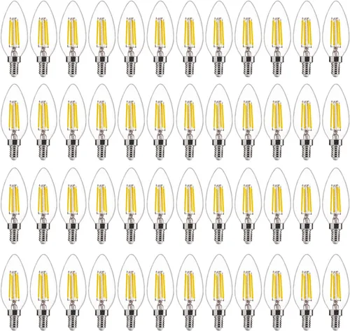 Miniatura 31 de FLSNT Amber LED Candelabra Light Bulbs 40W Equivalent, B11 E12 LED Chandelier Bulbs, 2200K Warm White, Dimmable, 330LM, 96 Pack UL,CA65 Listed.