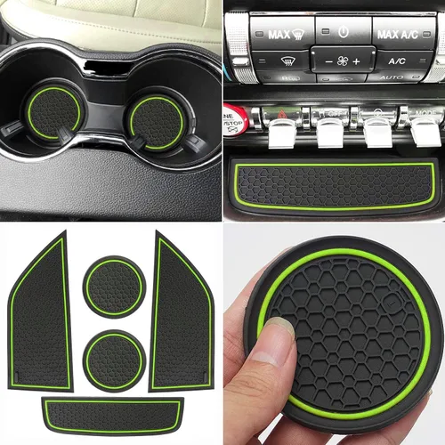 Miniatura 11 de Auprite Alfombrillas Antideslizantes para Accesorios de Mustang 2015-2023, Se Ajustan Perfectamente Alfombrillas para Portavasos Alfombrillas