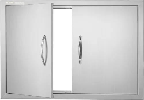 Miniatura 19 de VEVOR Puerta de acceso para barbacoa, 36 pulgadas de ancho x 21 pulgadas de alto, puerta de cocina doble para exteriores, puerta de acero inoxidable