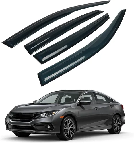 Miniatura 42 de 4 piezas de protectores de lluvia para ventanas y deflectores de viento para Honda Civic de 4 puertas sedán, 1996-2000, para montaje exterior