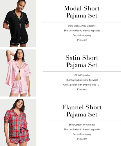 Miniatura 6 de Victoria's Secret Conjunto de pijama de satén, camiseta de manga corta con botones y pantalones cortos, ropa de dormir para mujer (XS-XXL)