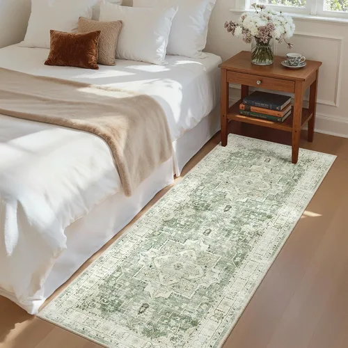Miniatura 84 de Madane Tapete lavable de 2 x 10 pies para pasillo, cocina, recibidor, clásico, suave, antideslizante para interiores, casa de campo, baño, sala