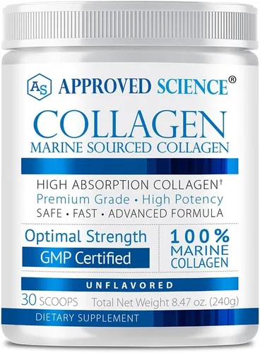 Approved Science Colágeno en polvo – Péptidos de colágeno hidrolizados sin sabor para mujeres y hombres – de origen marino – cabello, piel, uñas y