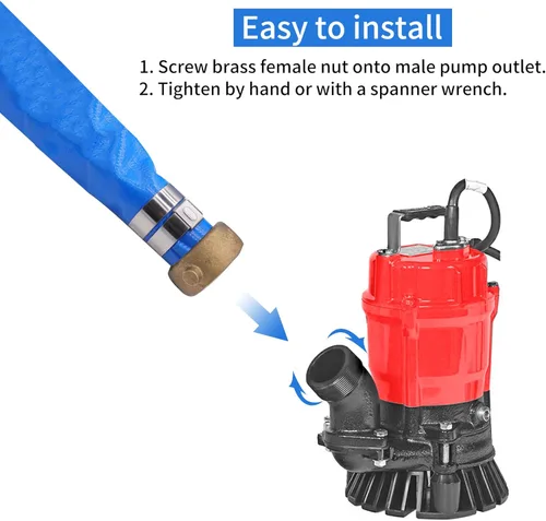Miniatura 5 de Manguera de Descarga de Bomba de Agua Plana de PVC de 1-1/2" x 25 pies con Conexiones de Orejeta con Pasador de Aluminio, Ensamblaje de Manguera