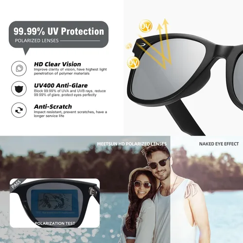 Miniatura 110 de MEETSUN Polarized Sunglasses for Women Men Classic Retro Square Frame Driving Sun Glasses UV Protection