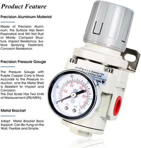 Miniatura 3 de TAILONZ PNEUMATIC Regulador de presión de los accesorios del compresor de aire del NPT del 1/2 pulgada para los sistemas de aire comprimido AR4000-04