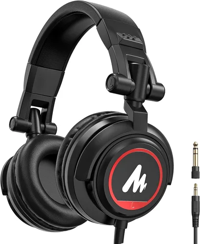 MAONO Auriculares de estudio con controladores de 50 mm Pro Monitor de estudio, MH501 Auriculares cerrados con cable no desmontable para grabación
