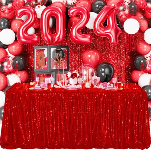 Miniatura 115 de Manteles redondos de lentejuelas negros para fiestas, de 121,9 cm, mantel redondo de purpurina ajustado, pequeño, lindo y dulce, para boda