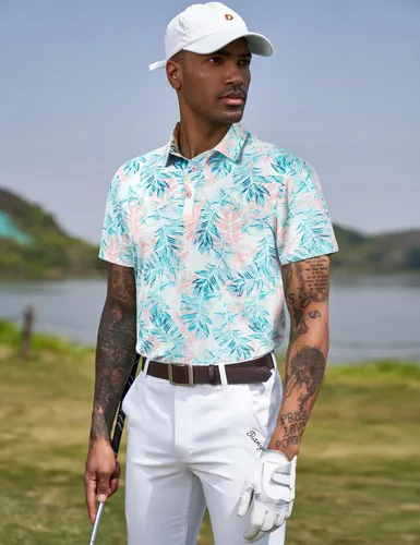 Miniatura 48 de TAPULCO Camisetas tipo polo de secado rápido para hombre, diseño de camuflaje, atléticas, ligeras, transpirables, casuales, para golf