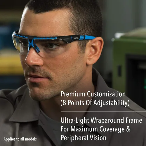 Miniatura 2 de Honeywell Uvex Avatar Gafas de seguridad, marco verde azulado con lente SCT-Reflect 50 y revestimiento duro antiarañazos (S2884)