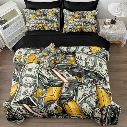 Miniatura 11 de Bedding_Dreamer Black and Gold Queen Bed in a Bag Sun and Moon Bedding Set Mysterious Space Home Decor Galaxy Down Comforter Black Sheet Sets 8 Pcs