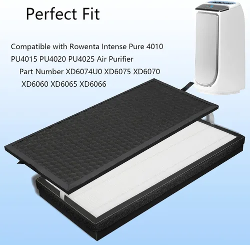Miniatura 5 de Filtro de repuesto XD6065 de carbón activado y XD6075 True HEPA, compatible con purificadores de aire puro intenso Rowenta PU4020, 1 eliminador