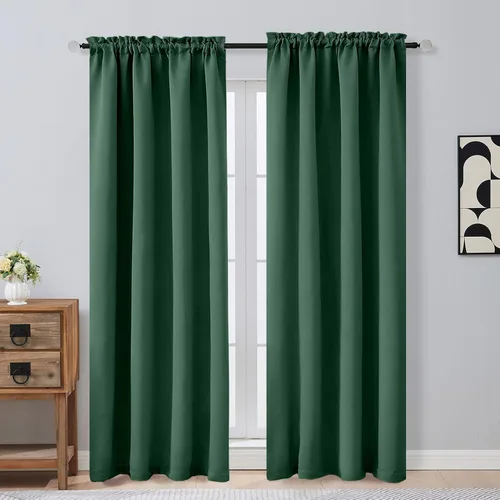 Miniatura 215 de OVZME Cortinas opacas turquesa para tratamiento de ventanas pequeñas, cortinas cortas con bloqueo de luz para ventana de cocina sobre el fregadero