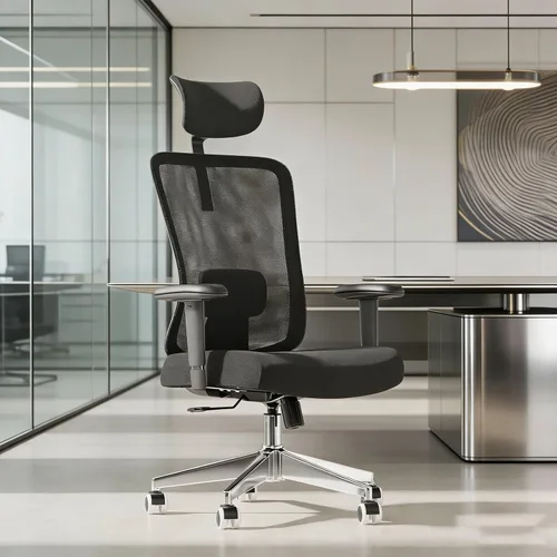 Miniatura 24 de Monhey Silla de oficina ergonómica con soporte lumbar, reposacabezas y brazos abatibles, altura ajustable, mecedora, giratoria, multiángulo de 90° a
