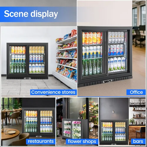 Miniatura 7 de Enfriador de barra trasera con 2 puertas de vidrio, refrigerador comercial de bebidas bajo mostrador, 7.4 pies cúbicos, ETL, refrigeradores