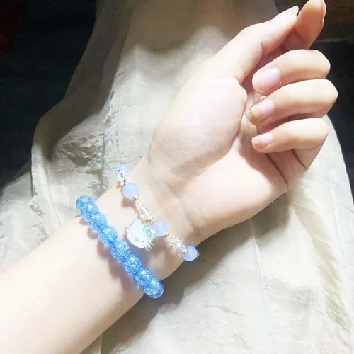 Miniatura 2 de Juego de pulseras kawaii con cuentas de cristal, diseño de dibujos animados con cuentas elásticas de perlas, joyería para niñas y mujeres, regalo