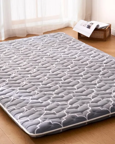 Colchón de Futón Japonés de 6ª Generación - Futón Moderno Extra Grueso de 9 Capas con Espuma 100% de Alta Densidad, Colchón Portátil de Piso Gris