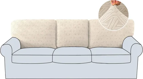 Miniatura 41 de H.Versailtex 2025 Fundas de sofá Jacquard para sofá de 3 cojines, 1 pieza de fundas elásticas para sofá, protector de muebles antideslizante, suave