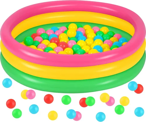 Honoson Piscina inflable para niños con 50 bolas, piscinas inflables para playa, juegos acuáticos, patio trasero, verano, suministros de fiesta en