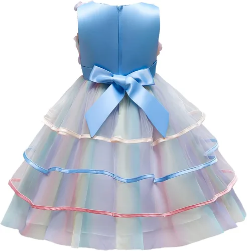 Miniatura 2 de NNJXD Vestido de niña de las flores para niños con volantes vestidos de novia de fiesta de encaje