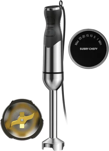 Miniatura 9 de Batidora de inmersión de 1000W de mano – 25 velocidades, acero inoxidable, licuadora de mano, mezcladora de mano con cable con motor sin escobillas