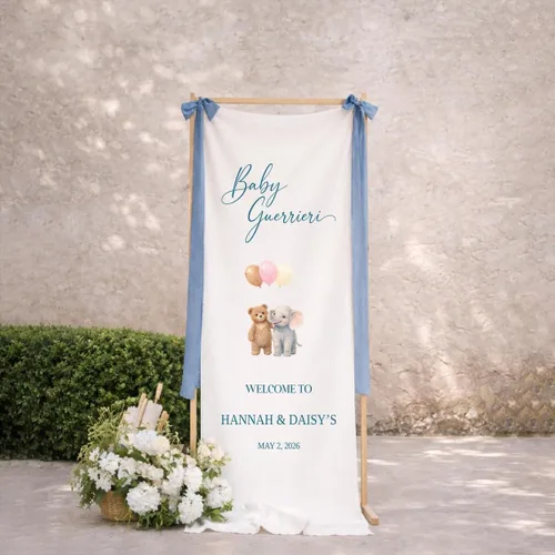 Miniatura 8 de Banner de bienvenida personalizado para baby shower, letrero de telón de fondo de tela con nombre personalizado Baby Shower #6