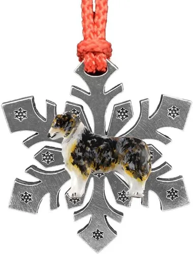 Miniatura 28 de Adorno navideño para colgar en la cabeza de collie con borde de peltre antiguo hecho a mano para decorar coronas y árboles de Navidad del hogar
