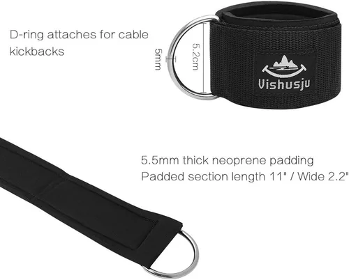 Miniatura 4 de Correas de tobillo para muñeca, 0.217 in, acolchado de neopreno, anillo en D grande para máquinas de cable, fitness, piernas y ejercicio, accesorio