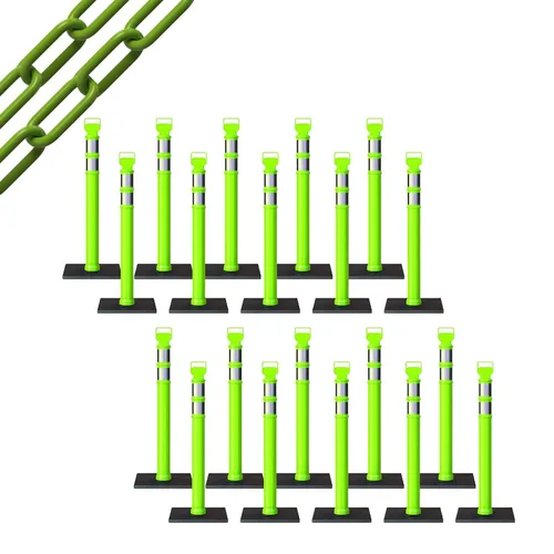 Miniatura 61 de Trafford Industrial - Juego de 20 postes de delineador de 45 pulgadas, collares reflectantes de 3 pulgadas, base de goma de 10 libras