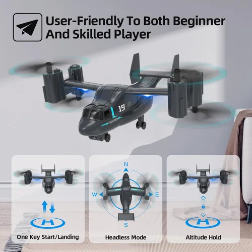 Miniatura 2 de Dron LM19-A con cámara HD para principiantes, avión de control remoto de video en vivo WiFi, avión RC fácil y listo para volar, juguete de regalo RC