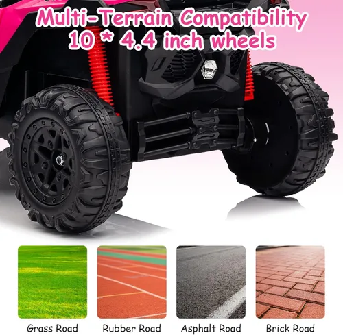 Miniatura 6 de Run Fast 24V vehículo de paseo con control remoto para padres, vehículo de paseo eléctrico para niños de 3 a 5 años, UTV todoterreno, motores 4WD