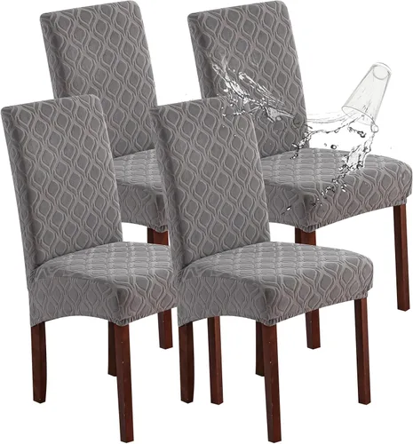 Miniatura 34 de Genina Fundas impermeables para sillas de comedor, fundas elásticas de jacquard para sillas de comedor, extraíbles y lavables, protector de silla