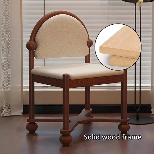 Miniatura 7 de JKGHK Sillas de comedor de madera, sillas de cocina para el hogar, silla auxiliar de cocina tapizada de tela, respaldo curvado retro, silla de sala