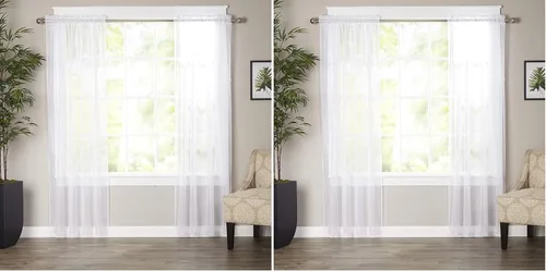 Miniatura 16 de Elegant Comfort - Cortinas transparentes de lujo con bolsillo para barra para cocina, dormitorio y sala de estar, Microfibra, Beige