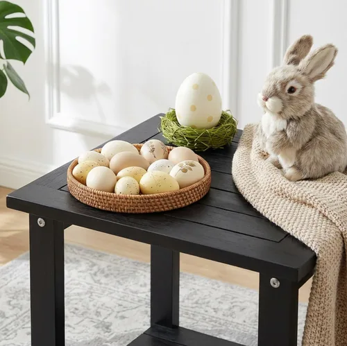 Miniatura 2 de VICTORY RELAX Mesa de acento Adirondack negra para exteriores – Mesa auxiliar de madera de acacia resistente a la intemperie con almacenamiento