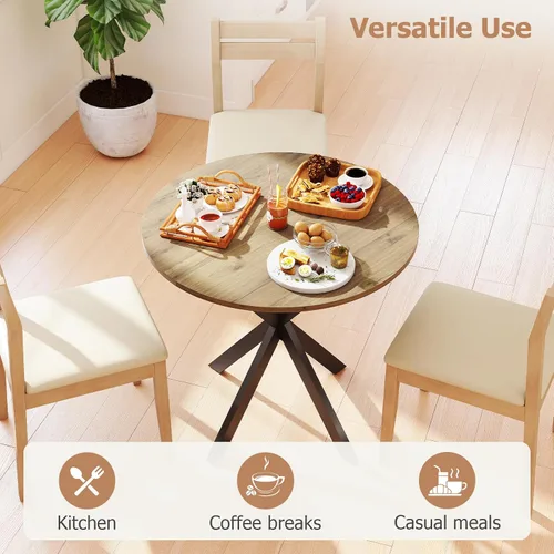 Miniatura 5 de Zevemomo Mesa de comedor redonda, mesa de comedor pequeña de 31.5 pulgadas para 2-4, mesa de cocina redonda con patas negras de metal, mesa
