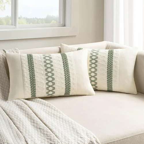 Miniatura 21 de MIULEE Fundas de almohada lumbares decorativas bohemias, cojín de algodón retro, tejidas de macramé para decoración del hogar para cama, sofá, neutro