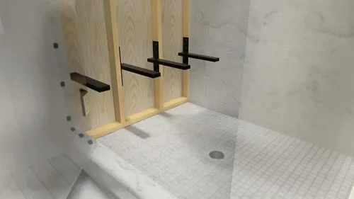 Miniatura 2 de Kit de banco de ducha flotante con tablero de espuma impermeable naranja y soporte colgante libre industrial original (14 x 46 pulgadas) - Ideal