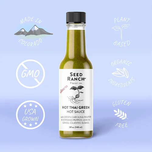 Miniatura 6 de Seed Ranch - Salsa tailandesa caliente, paquete de 3 – picante – Pimienta verde Carolina Reaper, salsa picante gourmet orgánica – Vegana, sin OMG