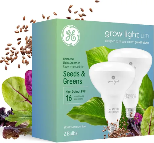 GE Luces de cultivo para plantas de interior, reflector de interior BR30, bombillas LED para semillas y verduras con espectro equilibrado, 25,000