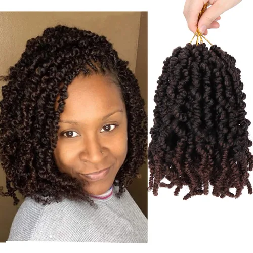 Miniatura 19 de Dorsanee Extensiones de cabello sintético corto estilo Bob Spring Twist de 6 pulgadas, 6 paquetes de extensiones de cabello sintético pretrenzado