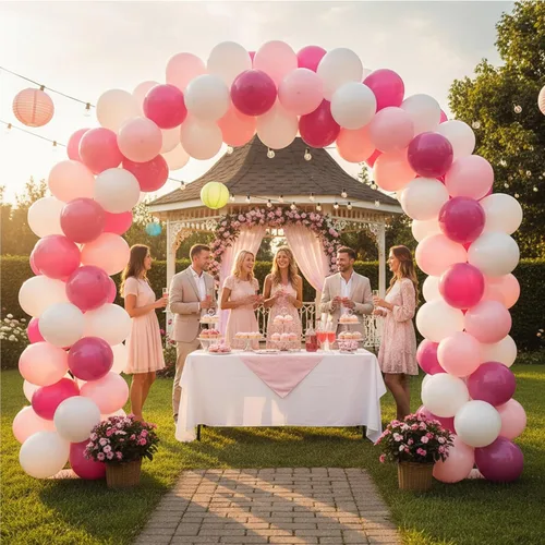 Miniatura 7 de KADBANER Globos de látex de 12 pulgadas, color blanco, rosa claro, rosa y rojo, paquete de 100 unidades, para bodas, cumpleaños, baby shower