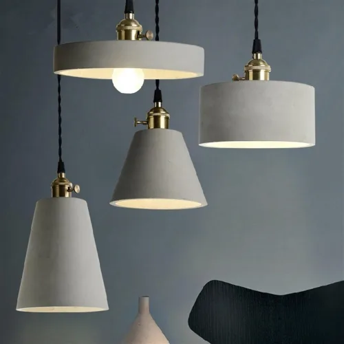 Miniatura 2 de Nordic Simple Pendant Lights, Mid Century Industrial Cement Ceiling Hanging Lighting with Copper Finish, Dining Room Gray Chandelier for Kitchen