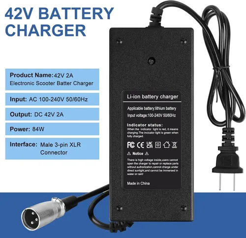 Miniatura 5 de Cargador XLR macho de 42V 2A de 3 pines para Razor MX500, MX650, GT GT750, Izip I600 I750 I1000 Mongoose M750, Currie, Schwinn S1000, S600, ST1000
