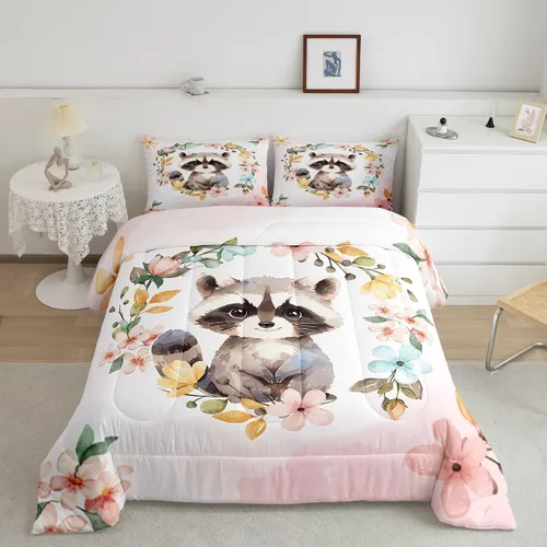 Miniatura 28 de Manfei - Juego de edredón de tamaño Queen con lindo diseño de perezoso, juego de colcha con flores amarillas con 2 fundas de almohada, juego de ropa