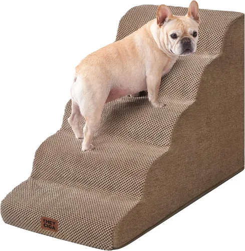 Miniatura 19 de EHEYCIGA Rampa de escaleras curvadas para perros pequeños de 15.7 pulgadas de alto, escalones para perros de 3 escalones para sofá y silla