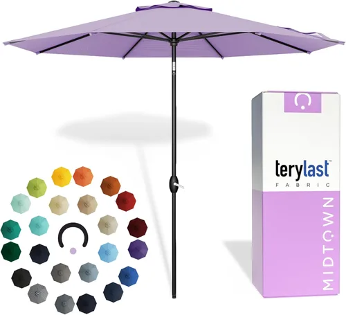 Miniatura 44 de Midtown Umbrellas 10 años sin decoloración, 6 pies, tela de poliéster roja a prueba de rayos UV, sombrilla para patio al aire libre, marco